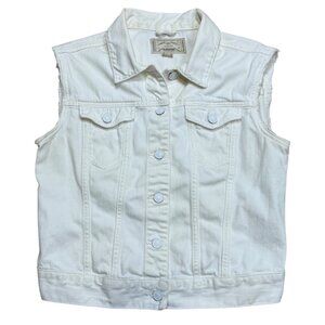 All‎ Saints White Denim Sleeveless Vest Jacket Size 8